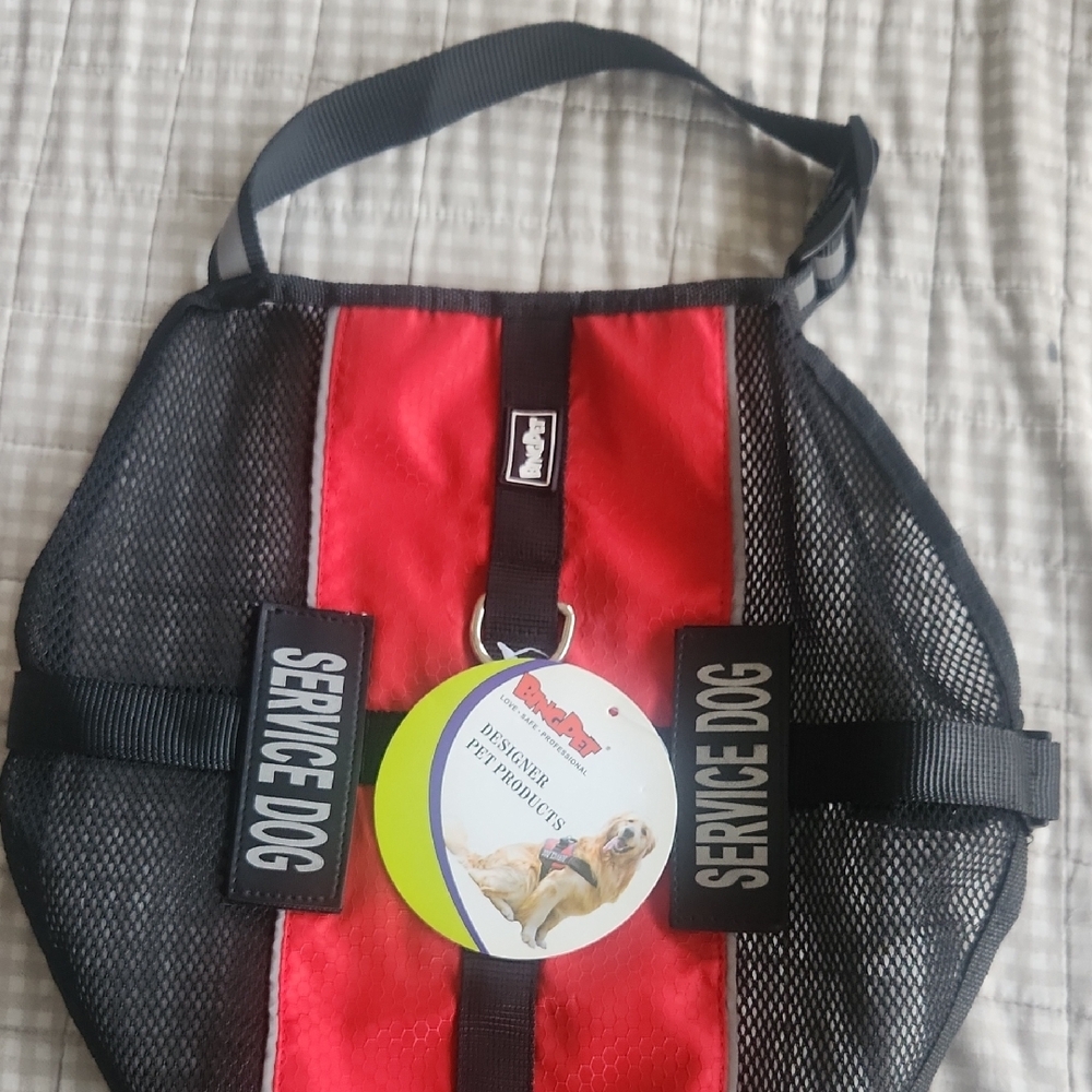 Red and Black Service Dog Harness